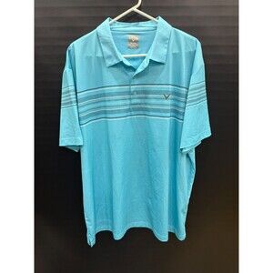 Callaway Opti-Dri Mosaic Chest Stripe Men's Polo Shirt XXL Blue Golf Shirt